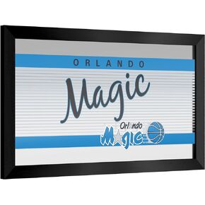 Trademark Global Wall Mirror - Ready-to-Hang Orlando Magic Hardwood Classics Black Framed Rectangle Mirror - for Pub, Game Room, Garage or Home Bar