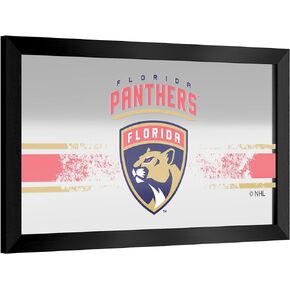 Trademark Global Wall Mirror - Ready-to-Hang Florida Panthers Logo Black Framed Rectangle Mirror - for Pub, Game Room, Garage or Home Bar