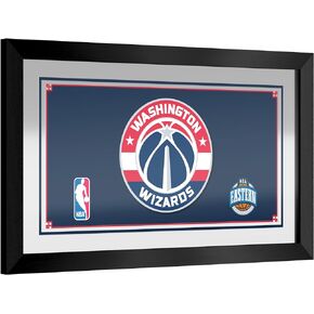 Trademark Global Wall Mirror - Ready-to-Hang Washington Wizards Logo Black Framed Rectangle Mirror - for Pub, Game Room, Garage or Home Bar