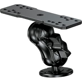 Aluminum Alloy Fish Finder Mount with C Size 1.5'' Ball Rectangle Plate & Round Base, 3.5'' Short Arm Marine Electronic Mount Compatible with Garmin, Lowrance, Humminbird, Raymarine and More