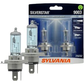 SYLVANIA - 9003 SilverStar - High Performance Halogen Headlight Bulb, High Beam, Low Beam and Fog Replacement Bulb, Brighter Downroad with Whiter Light (Contains 2 Bulbs)