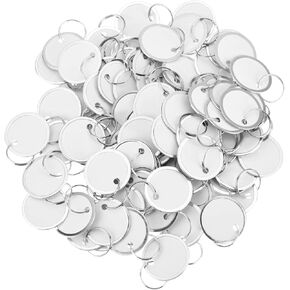 100 Pieces White Key Tags Metal Key Tags Round Paper Key Tags with Split Rings(31mm, Multicolor)