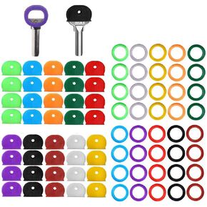 Key Caps Tags Covers Set Plastic Key Identifier Rings Key Toppers for Keys Organization House Key 10 Colors 2 Styles 80 Pieces