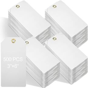 Thyle 500 Pcs Waterproof Plastic Tags Plastic Labeling Tags Shipping Label Tags with Reinforced Metal Holes Tear Resistant 15 Mil Blank Tags for Name Price Luggage Clothing Bag (Green,2 x 4)