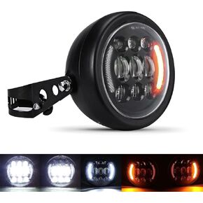 مصباح أمامي LED مقاس 5-3/4 بوصة مقاس 5.75 بوصة مع إشارة الانعطاف Halo DRL، مع دلو المصباح الأمامي للدراجات النارية لشارع Bob Super Wide Glide Low Rider Night Rod Train Softail Deuce Sportster Iron 883 in Kuwait