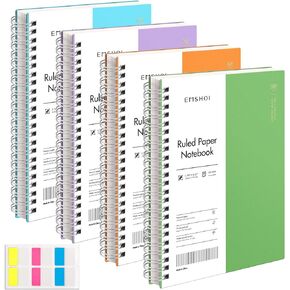 EMSHOI Spiral Notebook College Ruled, 3 Pack 7.48" x 10.15" B5 Large Composition Notebooks, 480 Pages 100gsm Thick Lined Journal, with Sticky Notes, Plastic Hardcover, Yellow, Pink, Light Blue