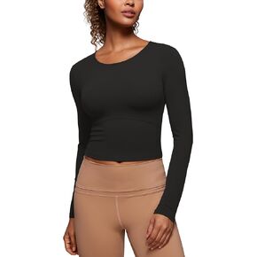 CRZ YOGA Butterluxe Womens Long Sleeve Crop Yoga Shirts Slim Fit Cropped Workout Tops Athletic Casual Basic Tight Shirt