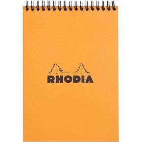 Rhodia #16 Wirebound Notepad 5.8" x 8.3" Dot Pad, Orange Cover