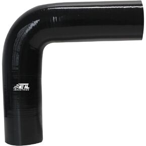 3" ID, 8" Leg Length 90 Degree Elbow Silicone Coupler Hose, 4-Ply Reinforced Universal Silicone Pipe Hose Turbo Intake Tube Intercooler Piping Black
