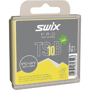 Swix TS10B-4 - TOP Speed Wax - TS8B Black - 32+ Degrees Fahrenheit - 40g Bar - Fluoro Free - Ski or Snowboard - FIS Approved Dirty or Man-Made Snow Formula