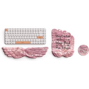 Wing Keyboard Wrist Rest, Memory Foam Cushion for Wrist Rest, Ergonomic Soft Pad with Non-Slip PU Base, Easy Typing and Pain Relief Wrist Palm Rest for Study/Working-Colorful
