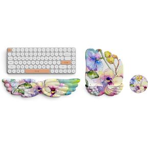 Wing Keyboard Wrist Rest, Memory Foam Cushion for Wrist Rest, Ergonomic Soft Pad with Non-Slip PU Base, Easy Typing and Pain Relief Wrist Palm Rest for Study/Working-Colorful