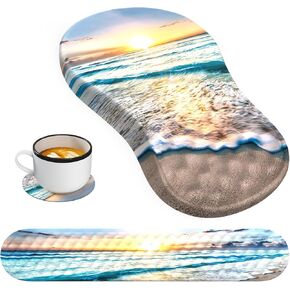 HAOCOO Ergonomic Mouse Pad with Wrist Rest, Keyboard Wrist Rest Pad, 3 PCS Computer Mouse Pad Sets for Desk, Memory Foam Mousepad with Wrist Support for Office Gaming Laptop, Galaxy Purple