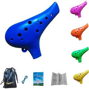 12 Hole Ocarina C Key Plastic Ocarina Music Instrument for beginner Gift for Adults kids (Blue)