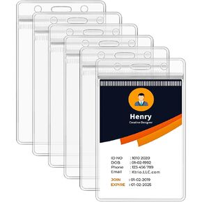 200 Pack ID Badge Holder - Vertical Badge Holder, 2.25" x 3.5" Clear Cards Holders for Lanyard, Plastic Sealable Waterproof, Name Tag Holder for Nurses, Office and School
