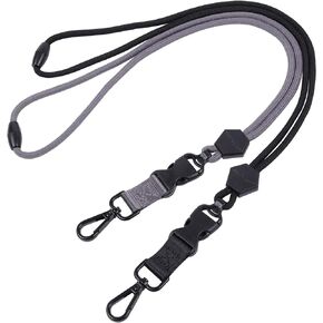 Wisdompro 2 Pack of 21 inch Durable Round Cord Heavy Duty Lanyard with Safety Breakaway Buckle, Detachable Buckle and Metal Hook for Keys, ID Card Badge Holders - Hotpink and Purple
