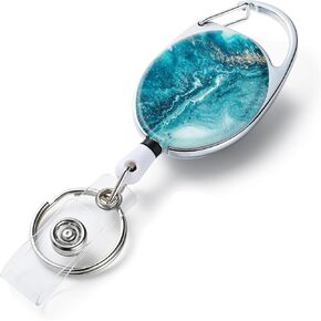 3 Pack Badge Reels Retractable，Double Sided Color Print Pattern Retractable Badge Holders，with Retractable Keychain, Badge Clip and Key Ring，Durable Nylon Retractable Rope