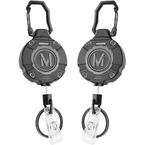 1 Pack Heavy Duty Retractable Keychain ID Badge Reels Retractable Carabiner Badge Holder with 31.5" Steel Cord, 9.0 oz