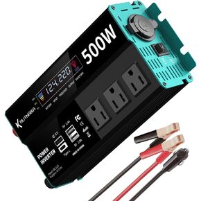 Power Inverters 500W 12V DC to 110V AC Converter for Vehicles USB-C/PD 25W Fast Charging Ports Car Charger Adapter with a Cigarette Lighter Ports Plug Outlet, Power Inversor