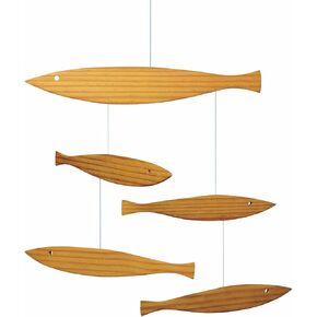 Floating Fish Hanging Mobile - 16 Inches - Pine - Handmade in Denmark by Flensted