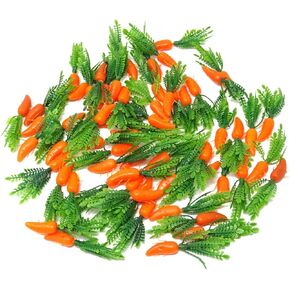 HONBAY 60PCS Mini Plastic Artificial Carrots Ornament Fake Small Carrots Models Decorative Bunny Carrots Vegetable for DIY Crafts Easter Party Home Decor Photo Props