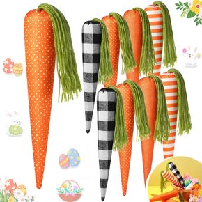 8 Pcs 11.8 Inch Easter Fake Carrots Decor Fabric Artificial Carrot for Easter Crafts Home Party Tabletop Basket Decorations
