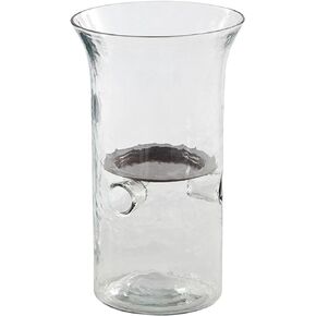 47th & Main Vintage Candleholder Hammered Glass Hurricane Pillar Candle Holder, Large, Clear