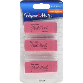 Papermate Eraser Pink 3pk Size 3pk Papermate Eraser Pink 3pk