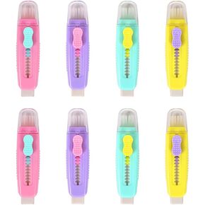 8 Pcs Creative Retractable Pencil Erasers with Brush, Colored Push-pull Rubber Eraser for Students Kids School Office Pencils Painting Drawing Gift Supplies