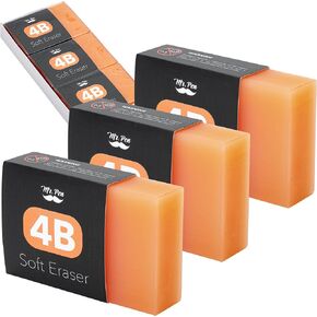 Mr. Pen- Extra Large 4B Soft Erasers, 3 Pack, 3"x2" Pencil Eraser, Erasers for Pencils, Mr Pen Erasers for School, Large Eraser, Block Erasers for School, Rubber Eraser, Large Erasers for School
