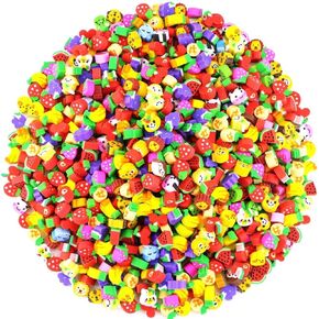 1000PCS Miniature Assorted Vegetables Fruit Collection Pencil Erasers, Adorable Vegetables Fruit Designs Won't Smudge Or Tear Paper,Eraser Caps Style Great for Homework Rewards, Party Favors