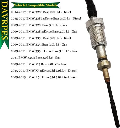 13627805606 Exhaust Gas Temperature (EGT) Sensor for BMW 328d 328i 335i 335is, 09-11 M3 4.0L V8, 15-17 X3 xDrive28d 2.0L l4, 09-13 X5 xDrive35d 3.0L l6 Replace#2656500-1902｜273-10377 in Saudi Arabia