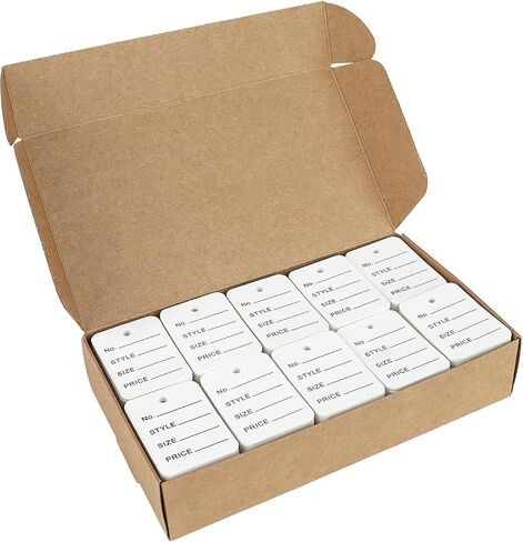 jijAcraft 1000Pcs Price Tags, White Clothing Tag for Retail, Small Kraft Paper Tags for Labeling Price, Size, Number, Writable Price Hangtag for Business Supplies Selling Jewlry, Clothes (1.9" X 1.4") in Saudi Arabia