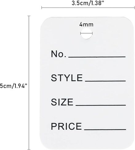 jijAcraft 1000Pcs Price Tags, White Clothing Tag for Retail, Small Kraft Paper Tags for Labeling Price, Size, Number, Writable Price Hangtag for Business Supplies Selling Jewlry, Clothes (1.9" X 1.4") in Saudi Arabia