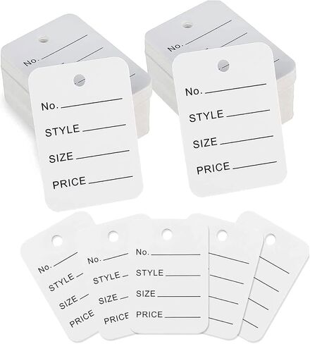 jijAcraft 1000Pcs Price Tags, White Clothing Tag for Retail, Small Kraft Paper Tags for Labeling Price, Size, Number, Writable Price Hangtag for Business Supplies Selling Jewlry, Clothes (1.9" X 1.4") in Saudi Arabia