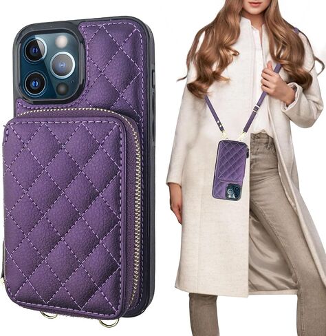 Bocasal Crossbody Wallet Case for iPhone 13 Pro Max, RFID Blocking PU Leather Zipper Handbag Purse Flip Cover, Kickstand Folio Case with Card Slots Holder Wrist Strap Lanyard 5G 6.7 Inch (Beige) in Saudi Arabia