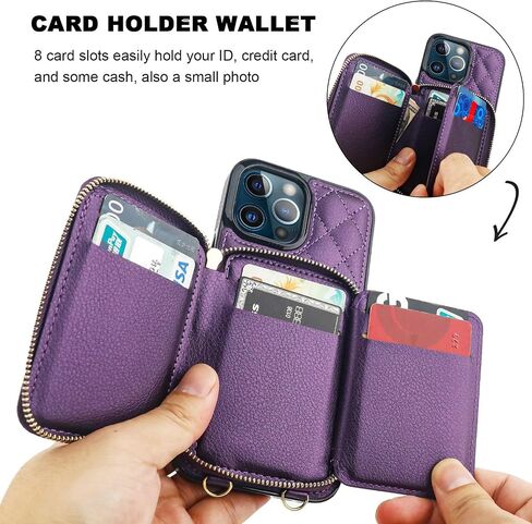 Bocasal Crossbody Wallet Case for iPhone 13 Pro Max, RFID Blocking PU Leather Zipper Handbag Purse Flip Cover, Kickstand Folio Case with Card Slots Holder Wrist Strap Lanyard 5G 6.7 Inch (Beige) in Saudi Arabia