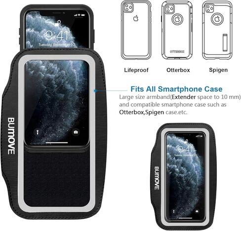 حزام يد للجري لهاتف Samsung Galaxy M54 /A34 لهاتف iPhone 15/14/13/12/11Pro Max، XS Max، حزام ذراع للهاتف للتمارين الرياضية مع حامل بطاقات (أسود) in Kuwait