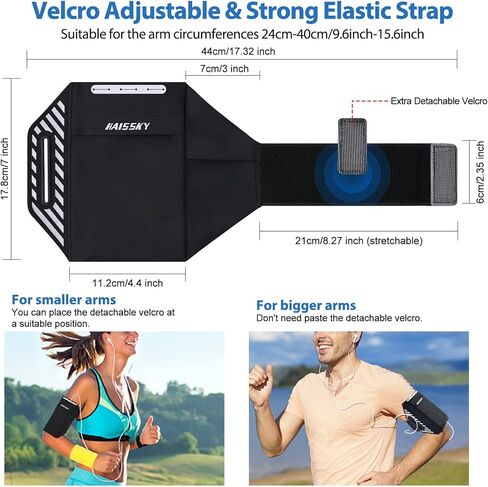 سوار يد للهاتف الخلوي مع جيب لسماعات الأذن، حامل مفاتيح هاتف يصل إلى 6.7 بوصة لهاتف iPhone 14 Pro Max/12 13 14 Pro/11/XS/XR/X، أحزمة ذراع رياضية مع حزام للعدائين والنساء والرجال وممارسة الرياضة وصالة الألعاب الرياضية in Kuwait