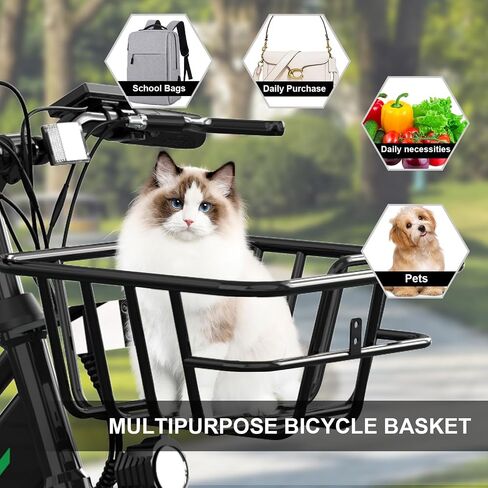 Bike Basket Front,Bike Basket, Strong and Durable, Men's and Women's Bicycle Basket, Rust-Proof, Iron Metal,Load Capacity 10KG,Suitable for HITWAY BK8M Electric Bicycles，Suitable for Commuting in Saudi Arabia