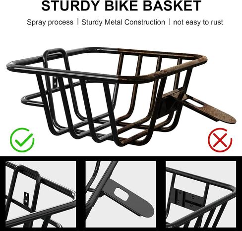 Bike Basket Front,Bike Basket, Strong and Durable, Men's and Women's Bicycle Basket, Rust-Proof, Iron Metal,Load Capacity 10KG,Suitable for HITWAY BK8M Electric Bicycles，Suitable for Commuting in Saudi Arabia