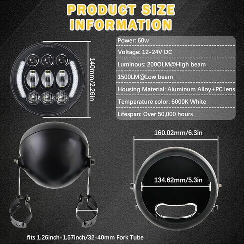 مصباح أمامي LED مقاس 5-3/4 بوصة مقاس 5.75 بوصة مع إشارة الانعطاف Halo DRL، مع دلو المصباح الأمامي للدراجات النارية لشارع Bob Super Wide Glide Low Rider Night Rod Train Softail Deuce Sportster Iron 883 in Kuwait