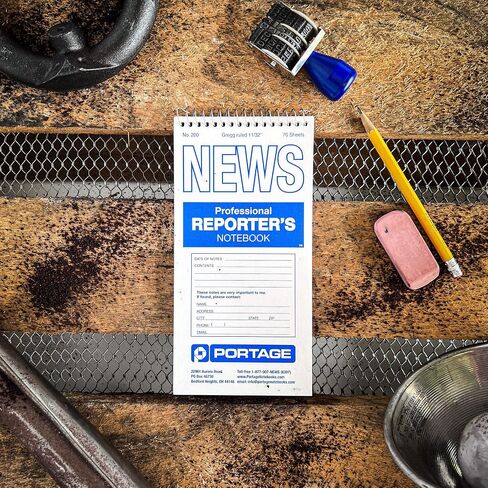 Portage Reporters Notebook – Top Bound Spiral Pocket Notepad, Steno Note Book, Perfect for Reporters & Journalists Taking Notes in the Field, Gregg Ruled 11/32" – 4 x 8 In, 70 Sheets,140 Pg, (3 Pack) in Saudi Arabia