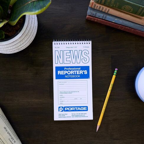 Portage Reporters Notebook – Top Bound Spiral Pocket Notepad, Steno Note Book, Perfect for Reporters & Journalists Taking Notes in the Field, Gregg Ruled 11/32" – 4 x 8 In, 70 Sheets,140 Pg, (3 Pack) in Saudi Arabia