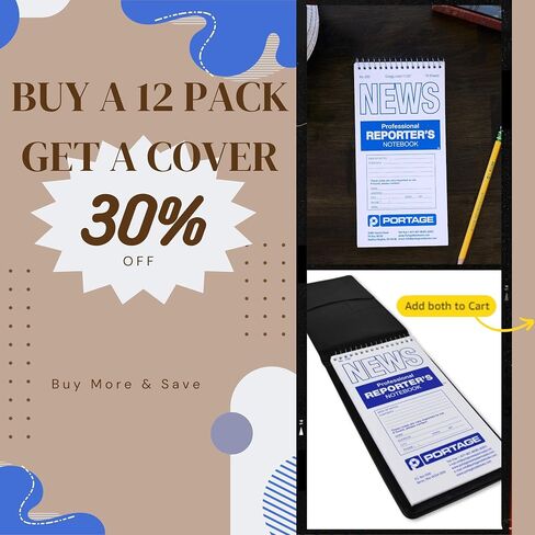 Portage Reporters Notebook – Top Bound Spiral Pocket Notepad, Steno Note Book, Perfect for Reporters & Journalists Taking Notes in the Field, Gregg Ruled 11/32" – 4 x 8 In, 70 Sheets,140 Pg, (3 Pack) in Saudi Arabia