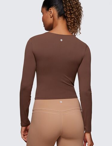 CRZ YOGA Butterluxe Womens Long Sleeve Crop Yoga Shirts Slim Fit Cropped Workout Tops Athletic Casual Basic Tight Shirt in Saudi Arabia