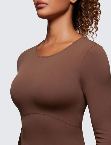 CRZ YOGA Butterluxe Womens Long Sleeve Crop Yoga Shirts Slim Fit Cropped Workout Tops Athletic Casual Basic Tight Shirt in Saudi Arabia