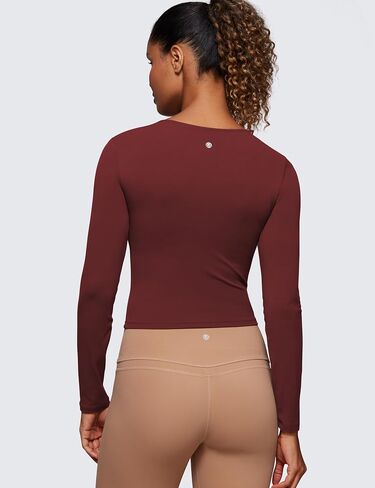 CRZ YOGA Butterluxe Womens Long Sleeve Crop Yoga Shirts Slim Fit Cropped Workout Tops Athletic Casual Basic Tight Shirt in Saudi Arabia