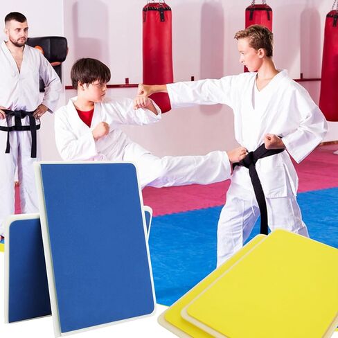 2 Pcs Rebreakable Boards Martial Arts Set, Reusable Rebreakable Punching Board,ABS+EVA,Thick Foam, Taekwondo Karate MMA Ninja Breaking Boards for Training (Yellow,Blue) in Kuwait