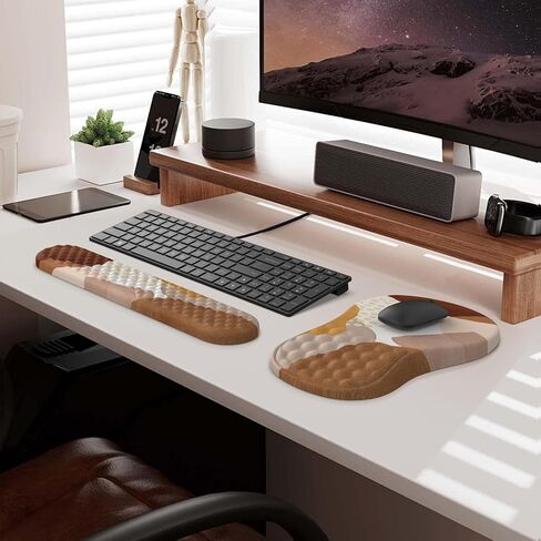 HAOCOO Ergonomic Mouse Pad with Wrist Rest, Keyboard Wrist Rest Pad, 3 PCS Computer Mouse Pad Sets for Desk, Memory Foam Mousepad with Wrist Support for Office Gaming Laptop, Galaxy Purple in Saudi Arabia